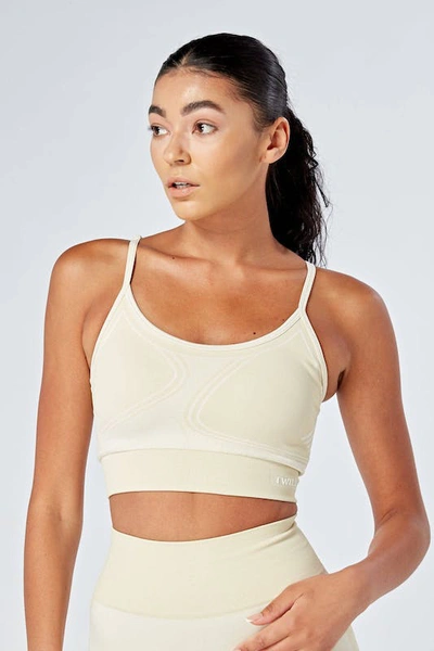 Shop Twill Active Recycled Colour Block Body Fit Seamless Sports Bra In White