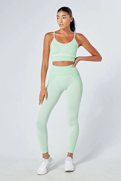 Shop Twill Active Recycled Colour Block Body Fit Seamless Sports Bra In Green