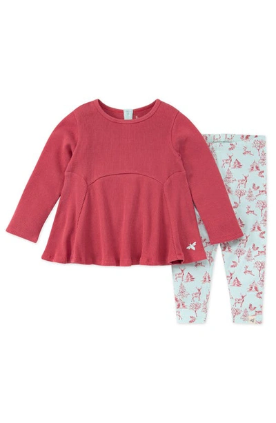 Shop Burt's Bees Baby Kids' Magical Forest Thermal Top & Leggings Set In Cardinal