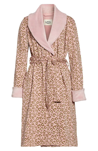 Shop Ugg Duffield Ii Robe In Clay Pink Leopard