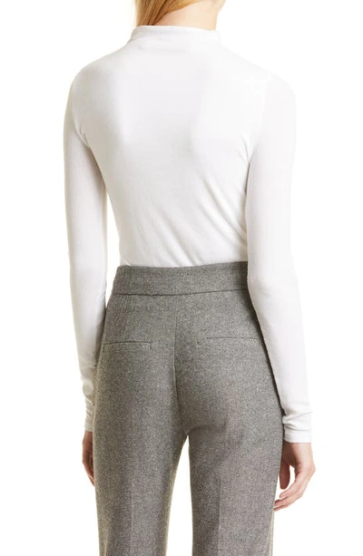 Veronica Beard Theresa Ruched Mock Neck Top In White