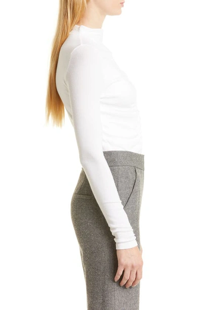 Veronica Beard Theresa Ruched Mock Neck Top In White