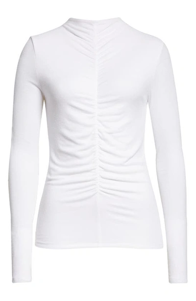 Shop Veronica Beard Theresa Ruched Funnel Neck Top In White