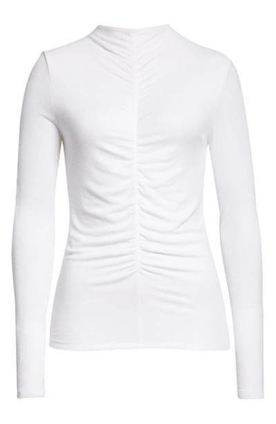 Veronica Beard Theresa Ruched Mock Neck Top In White