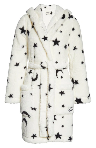 Shop Ugg Aarti Faux Shearling Hooded Robe In White Celestial