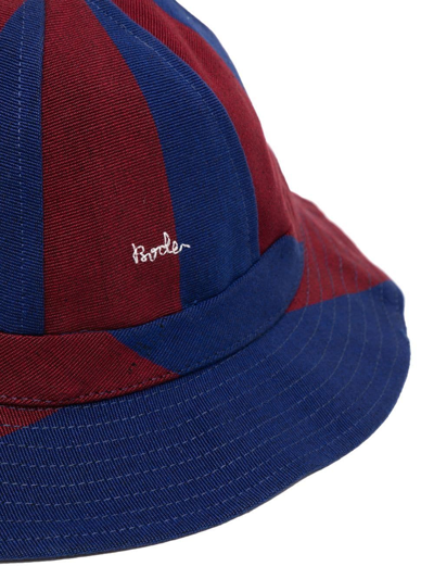 Shop Bode Stripe-print Bucket Hat In Blue