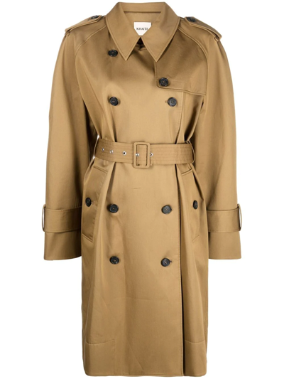 Shop Khaite Double-breasted Trenchcoat In Neutrals
