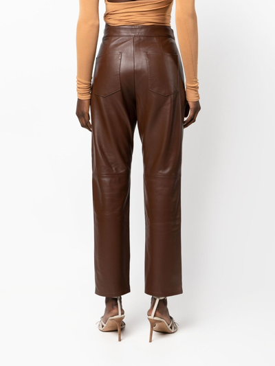 Shop Wandler High-waist Lambskin Trousers In Braun