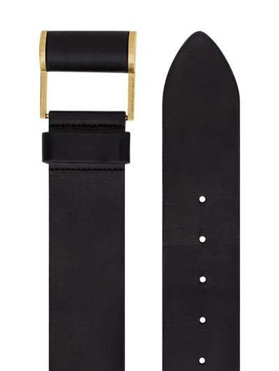 Shop Saint Laurent Leather Buckle Belt In Black