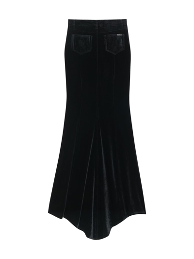 Shop Saint Laurent Velvet-effect Mermaid Skirt In Black