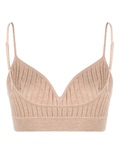 Shop Eres Ribbed Knitted Bralette Top In Neutrals