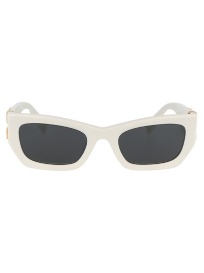 Shop Miu Miu Eyewear Rectangular Frame Sunglasses In White