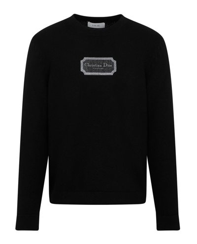 Shop Dior Homme Logo Detailed Knit Jumper In Black