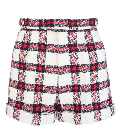 Shop Gucci Checked Tweed Shorts In Multi