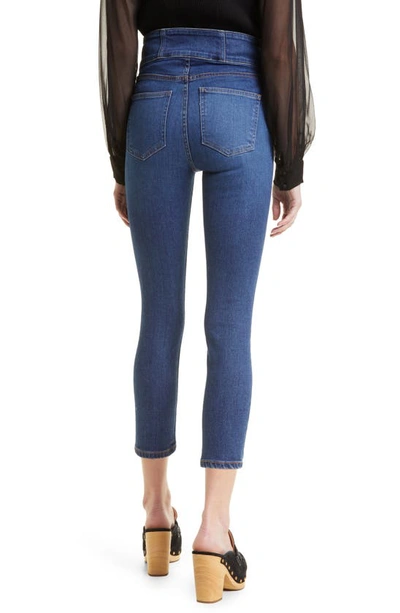 Shop Veronica Beard Katherine Corset High Waist Ankle Skinny Jeans In Bright Blue
