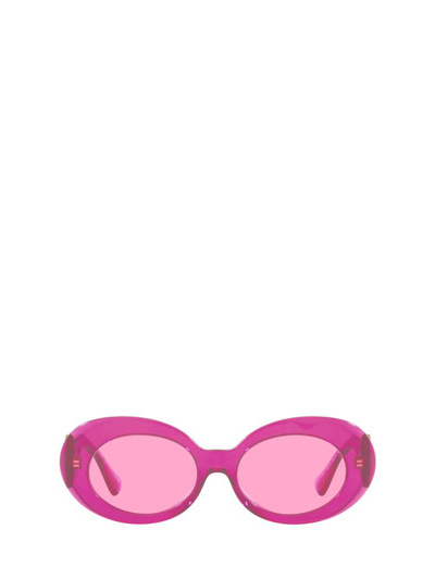 Shop Versace Eyewear Round Frame Sunglasses In Pink