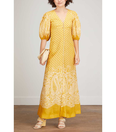 Shop Zimmermann Jude Paisley Midi Dress In Mustard In Multi