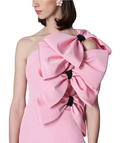 Shop Carolina Herrera One-shoulder Bow Mini Dress In Pink