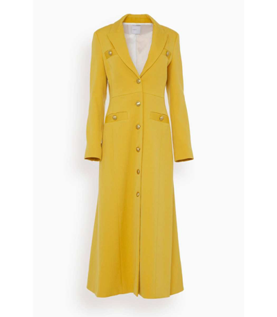 Shop Rosetta Getty Peak Lapel Maxi Coat In Marigold In Yellow