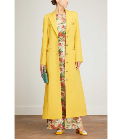 Shop Rosetta Getty Peak Lapel Maxi Coat In Marigold In Yellow