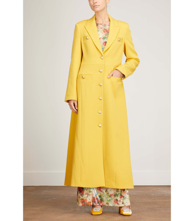 Shop Rosetta Getty Peak Lapel Maxi Coat In Marigold In Yellow