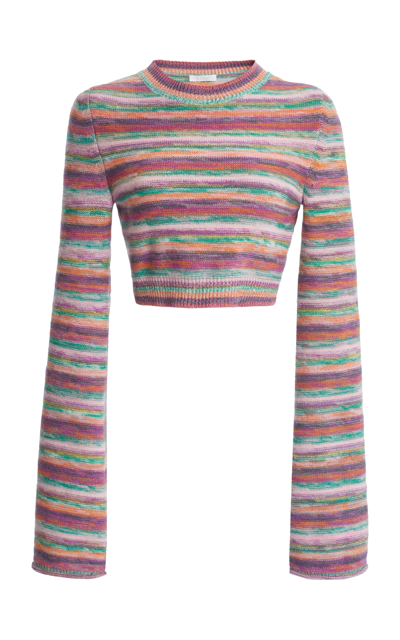Shop Chloé Cashmere Cropped Sweater In Multi