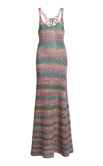 Shop Chloé Crocheted Wool Midi Dress In Multi