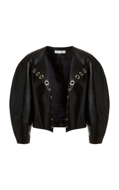 Shop Chloé Women's Cropped Leather Jacket In Neutral,black