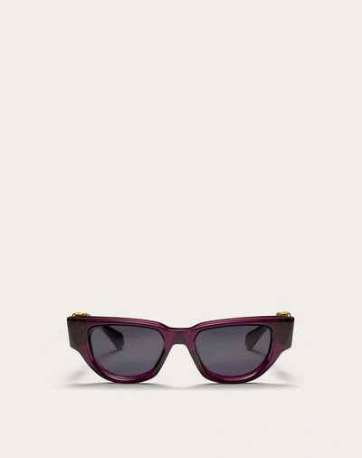 Shop Valentino Ii - Cat Eye Acetate Vlogo Frame Woman Purple/dark Grey 50