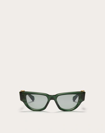 Shop Valentino Ii - Cat Eye Acetate Vlogo Frame Woman Green/grey 50