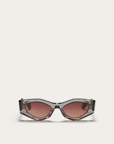 Shop Valentino Iii - Irregular Acetate Frame Woman Grey/gradient Pink 51