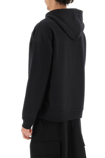 Shop Valentino Cotton And Nylon Hoodie With Stud In Black
