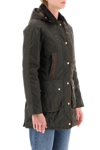 Shop Barbour 'bower' Hooded Wax Jacket In Green,khaki