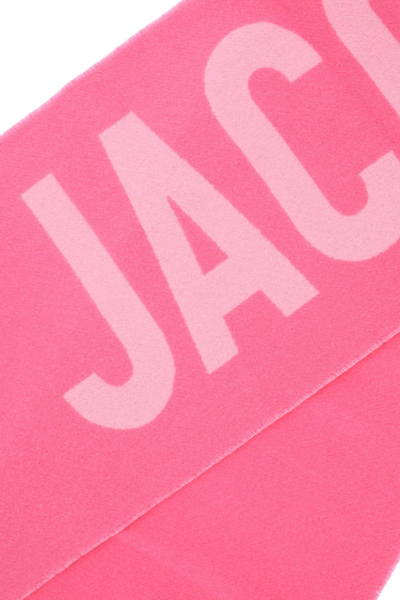 Shop Jacquemus Logo Wool Scarf In Fuchsia,pink