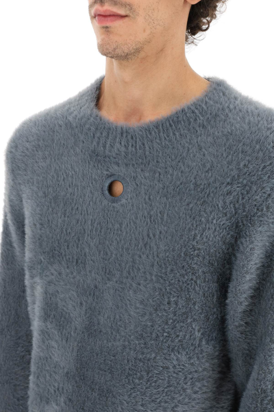 Shop Craig Green Fluffy Sweater With Eyelet In Grey
