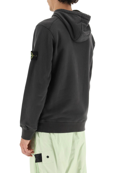 Shop Stone Island Hoodie With Logo Patch In Grey