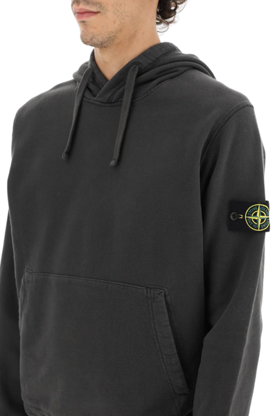 Shop Stone Island Hoodie With Logo Patch In Grey