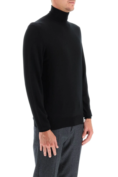 Shop Drumohr Turtleneck Sweater In Superfine Merino Wool In Black