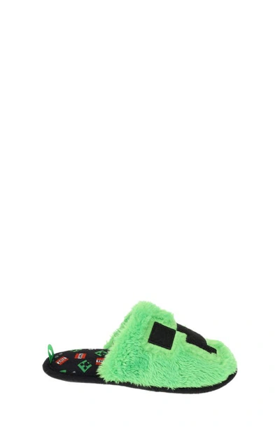 Sg Footwear Kids' Minecraft Creeper Scuff Faux Fur Slipper In Green