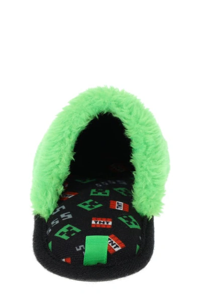 Sg Footwear Kids' Minecraft Creeper Scuff Faux Fur Slipper In Green