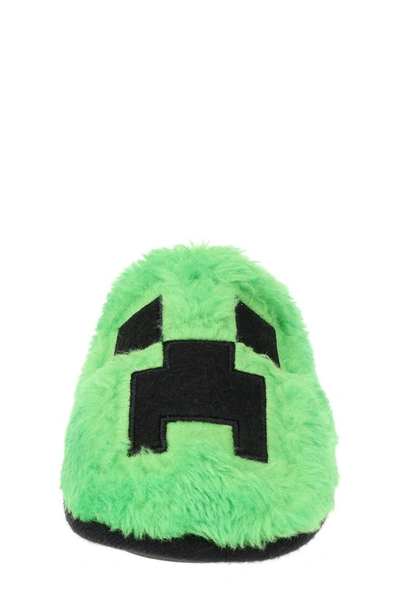 Sg Footwear Kids' Minecraft Creeper Scuff Faux Fur Slipper In Green