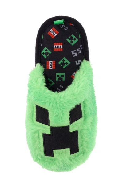 Sg Footwear Kids' Minecraft Creeper Scuff Faux Fur Slipper In Green