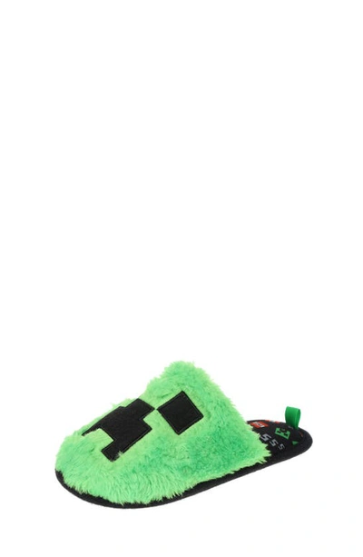 Sg Footwear Kids' Minecraft Creeper Scuff Faux Fur Slipper In Green