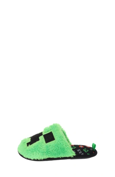 Sg Footwear Kids' Minecraft Creeper Scuff Faux Fur Slipper In Green