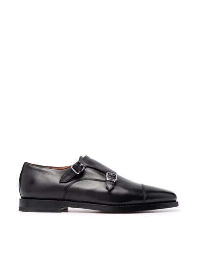 Shop Santoni Men's Black Other Materials Monk Strap Shoes