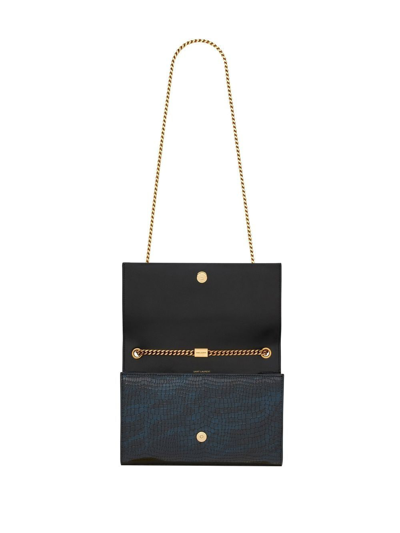 Shop Saint Laurent Embossed-effect Chain-link Bag In Blue
