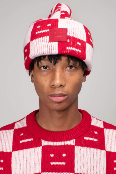 Shop Acne Studios The Face Series Check Beanie