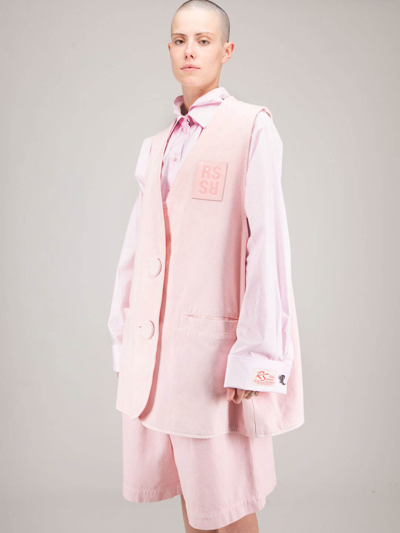 Raf Simons Denim Oversized Gilet With Covered Buttons