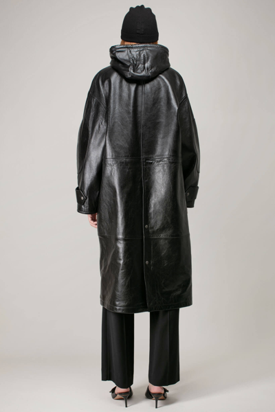 Shop Acne Studios Leather Hooded Coat