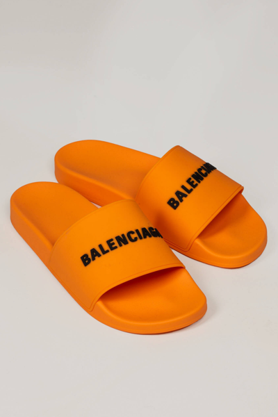 Shop Balenciaga Pool Slide Rub Logo